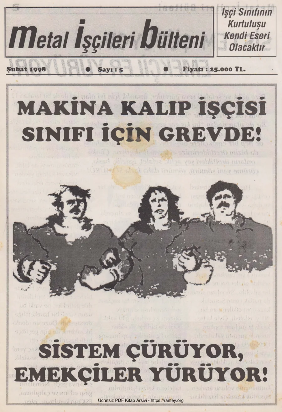 Metal İşçileri Bülteni Sayı 05 Şubat 1998 kapak görseli
