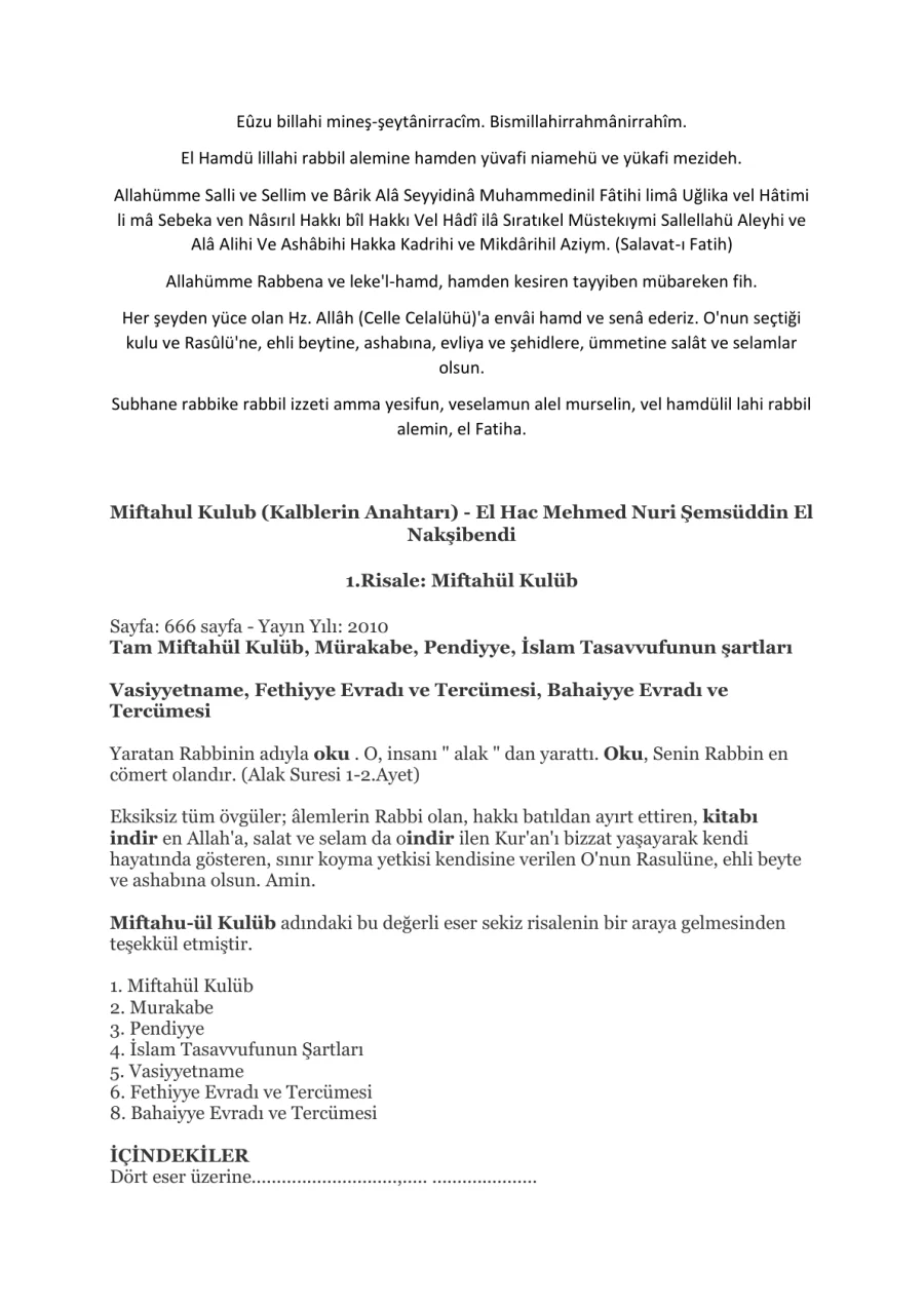 Miftâhü'l-Kulûb kapak görseli