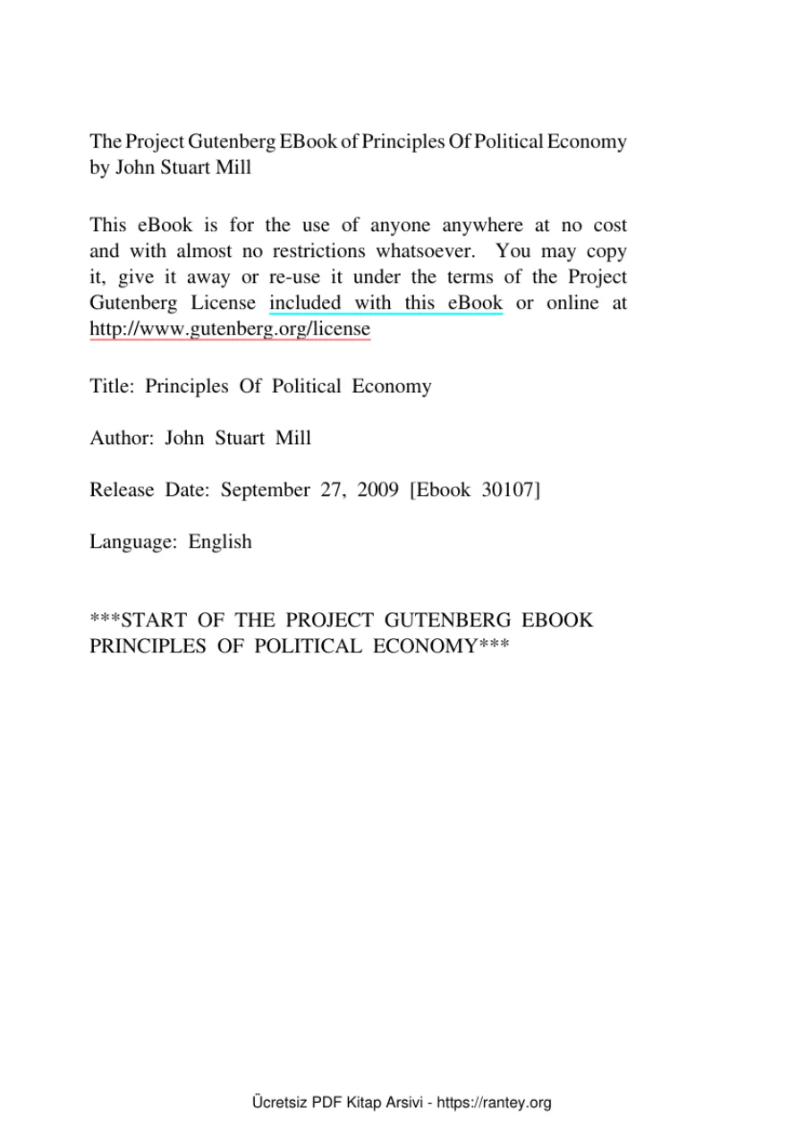 Mill Principles of Political Economi kapak görseli