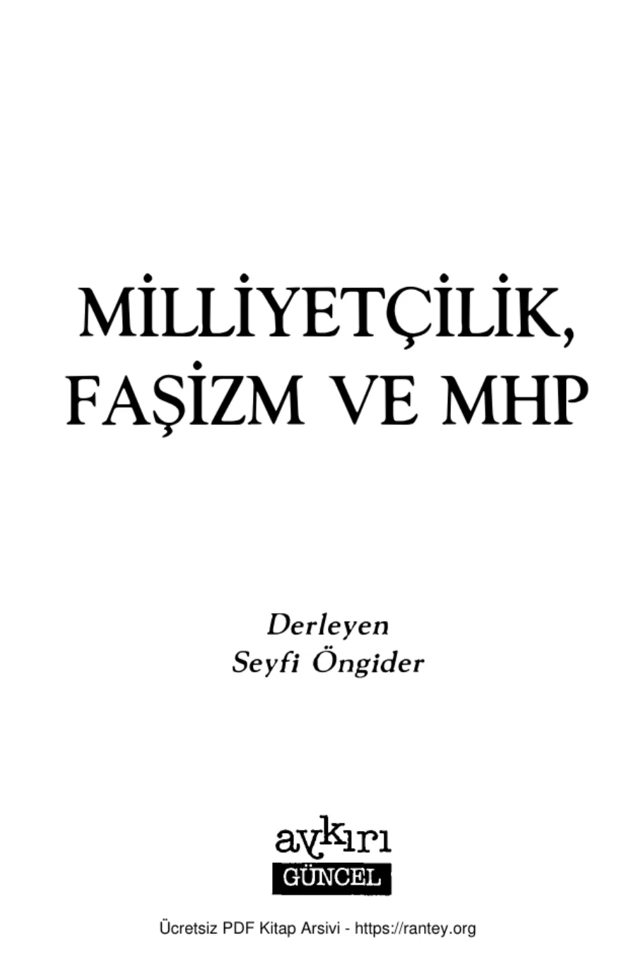 MilliyetçilikFaşizm ve MHP kapak görseli