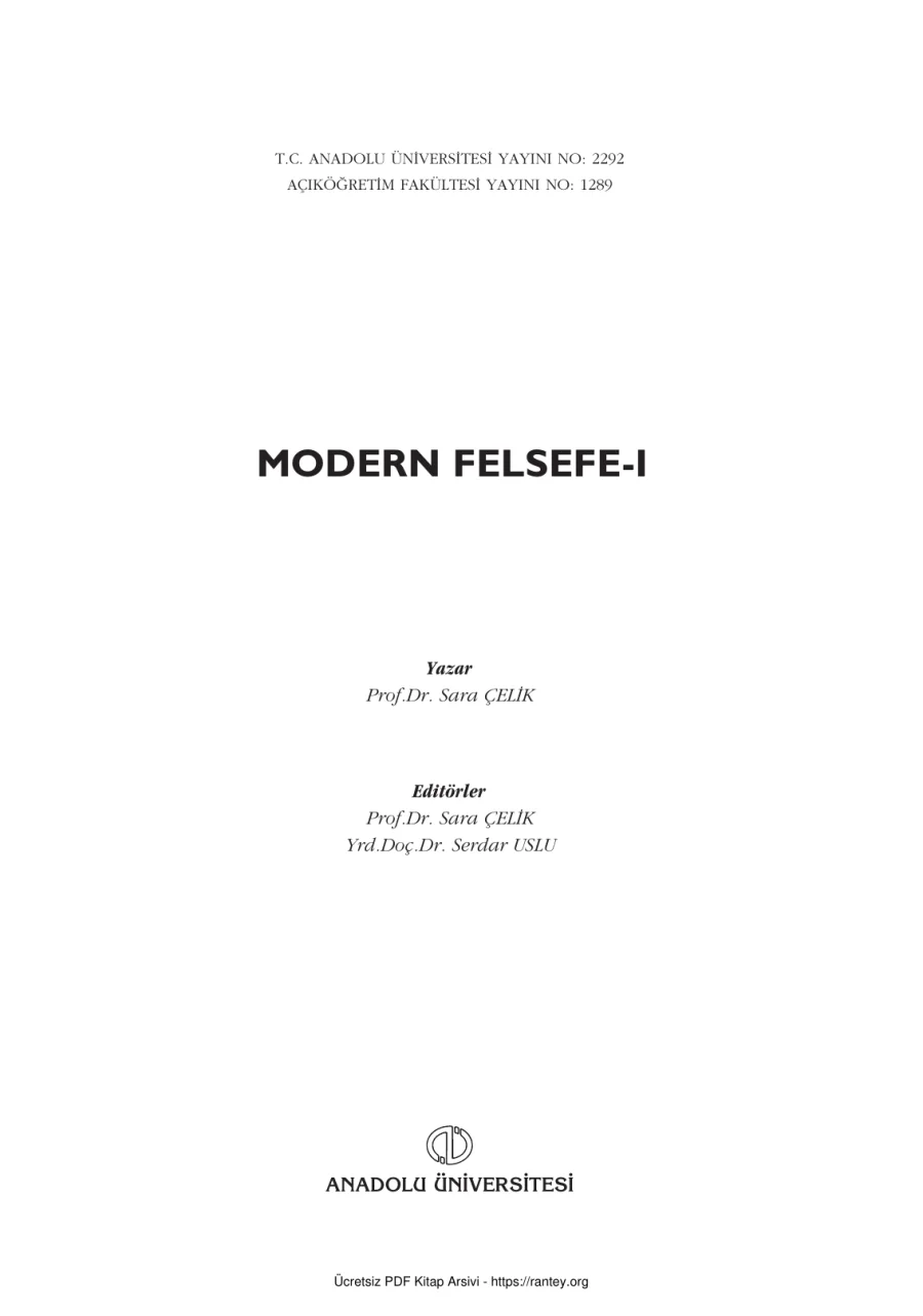 ModernFelsefe I2011FEL301U kapak görseli