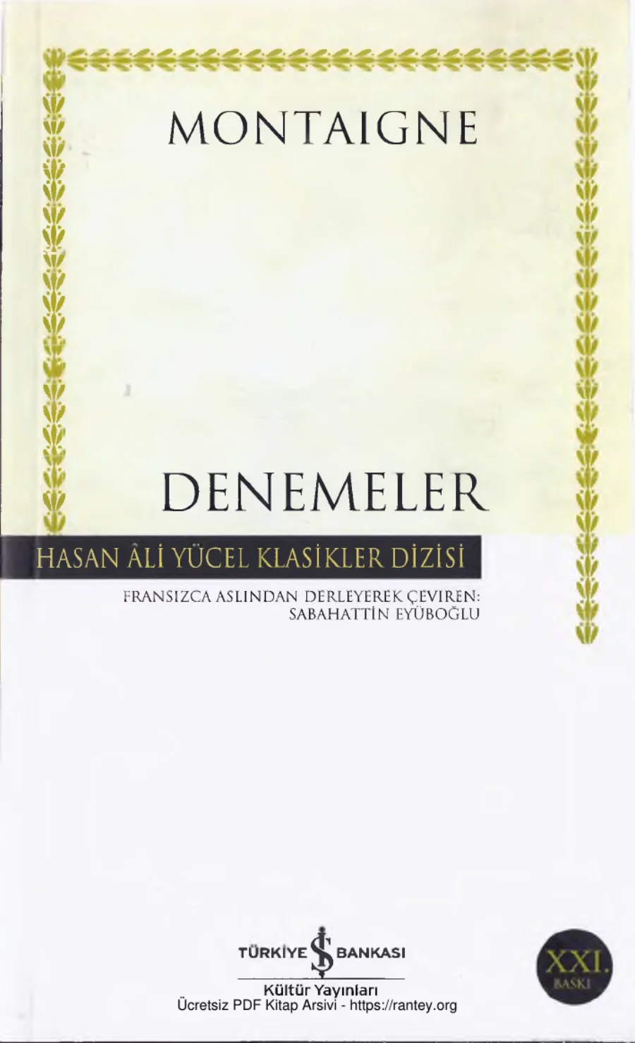 Montaigne Denemeler kapak görseli