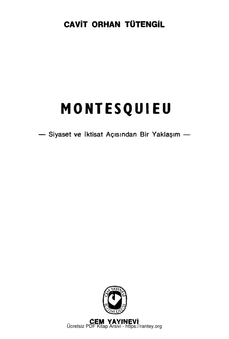 Montesquieu: Siyaset ve İktisat Açısından Bir Yaklaşım kapak görseli