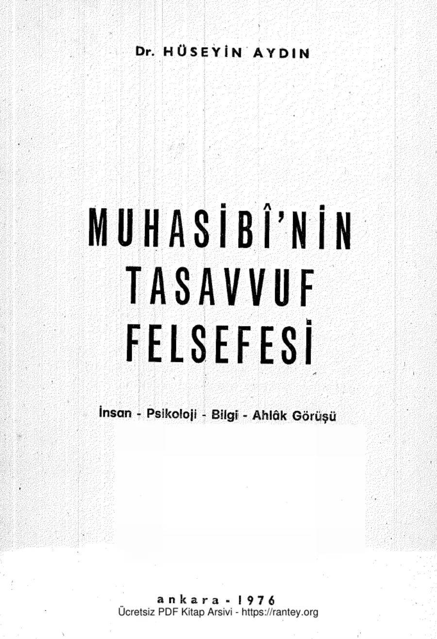 Muhasibinin Tasavvuf Felsefesi İnsan Psikoloji Bilgi Ahlak Görüşü Pars Matbaası1976 kapak görseli