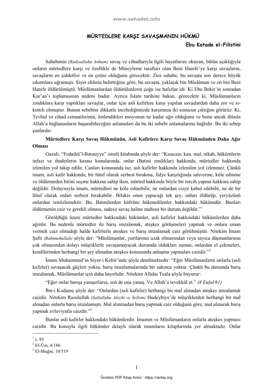MÜRTEDLERE KARŞI SAVAŞMANIN HÜKMÜ Ebu Abdulmumin Tekin Mıhçı kapak görseli