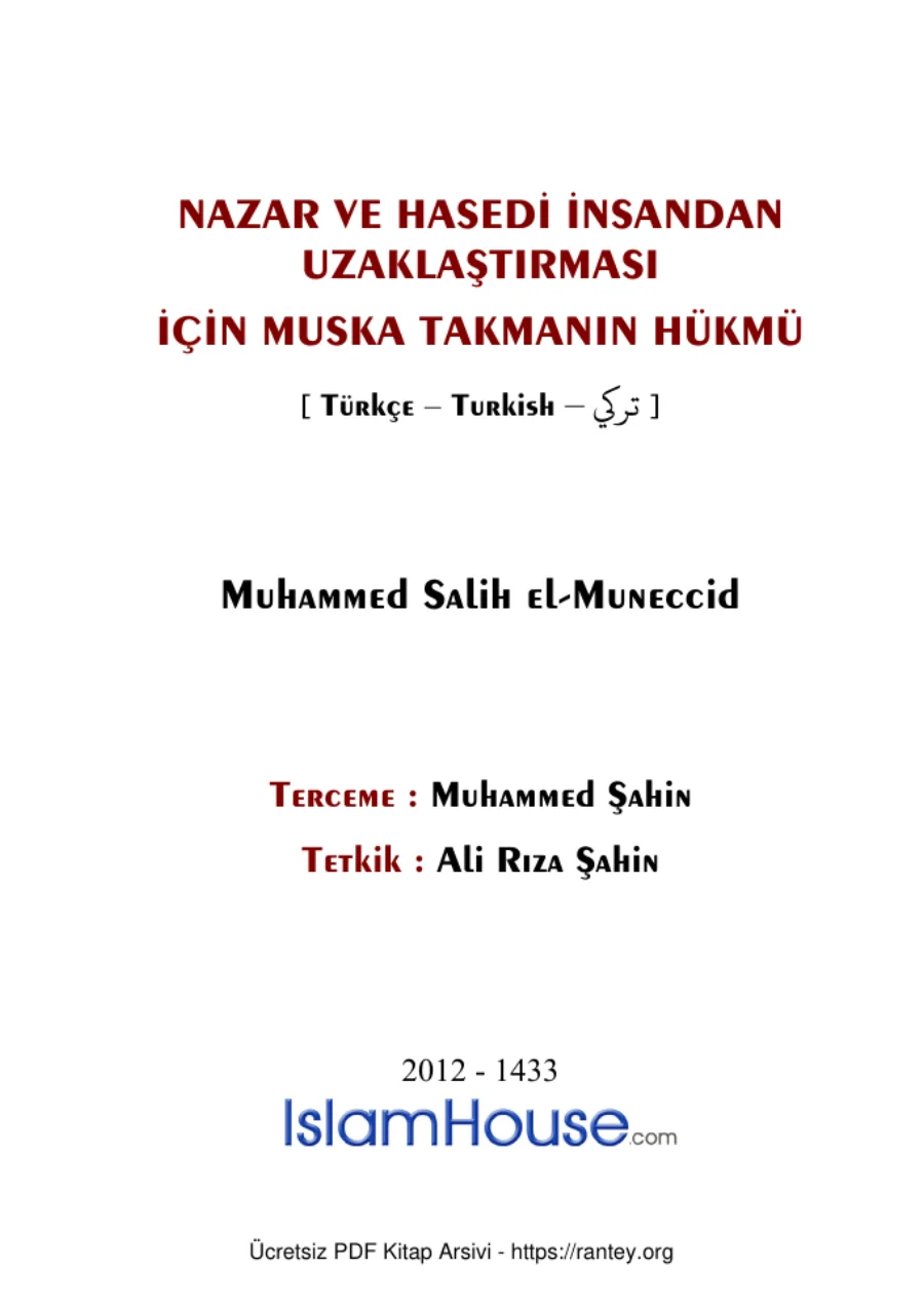 MUSKA TAKMANIN HÜKMÜ MUHAMMED MUNECCİD Ebu Abdulmumin Tekin Mıhçı kapak görseli