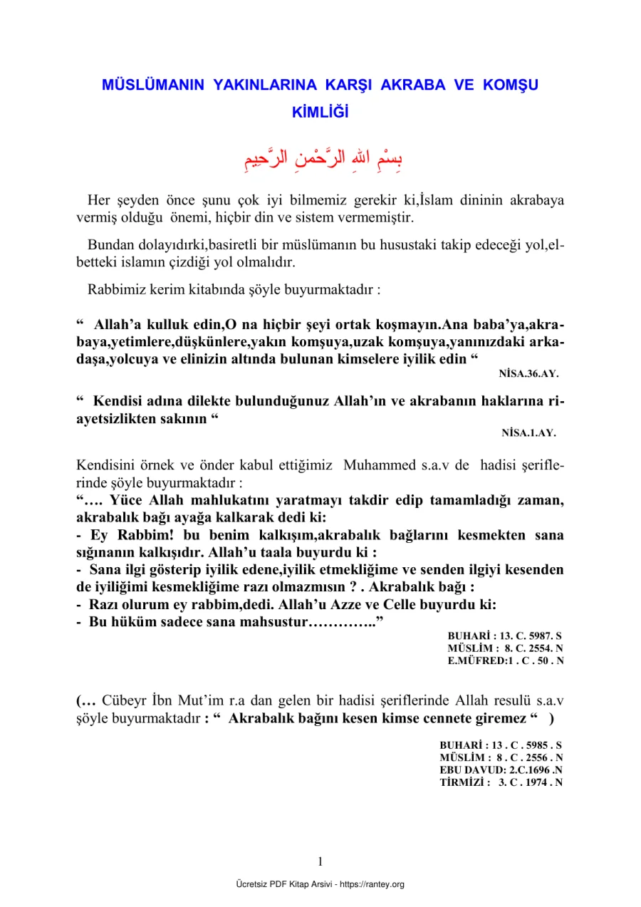 MÜSLÜMANIN AKRABA VE KOMŞU KİMLİĞİ Ebu Abdulmumin Tekin Mıhçı kapak görseli