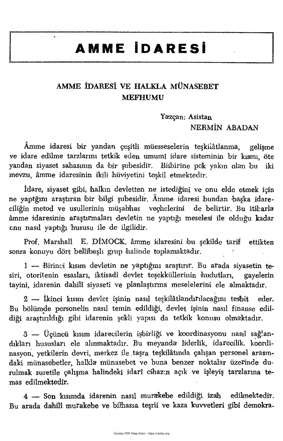Nermin Abadan Unat Amme İdaresi ve Halkla Münasebet Mefhumu SBF Dergisi Cilt 10 Sayı 2 kapak görseli