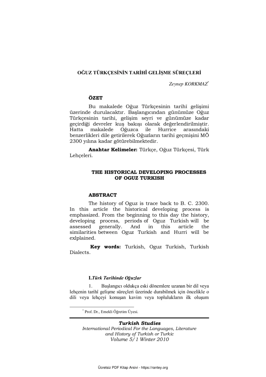 Oğuz Türkçesinin Tarihi Gelişme Süreçleri kapak görseli