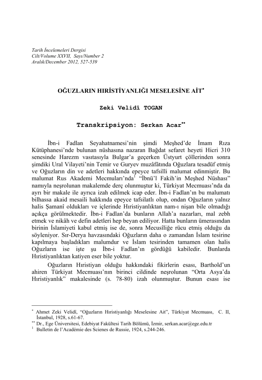 Oğuzların Hıristiyanlığı Meselesine Ait kapak görseli