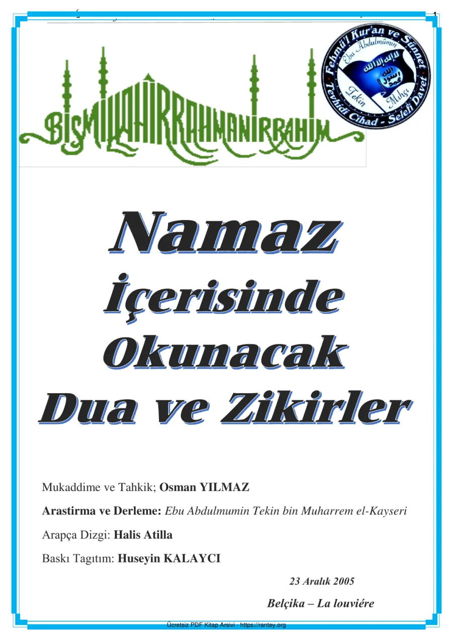 Okunacak Dua ve Zikirler Ebu Abdulmumin Tekin Mıhçı kapak görseli