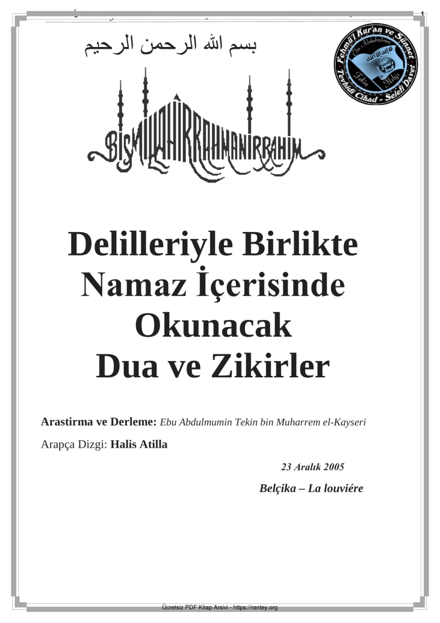 Okunacak Dua ve ZikirlerL Ebu Abdulmumin Tekin Mıhçı kapak görseli