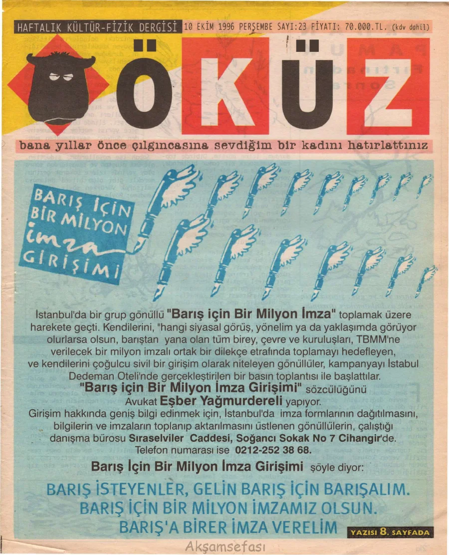 Öküz – Sayı 23: 10 Ekim 1996 kapak görseli