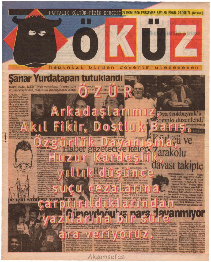 Öküz – Sayı 25: 24 Ekim 1996 kapak görseli