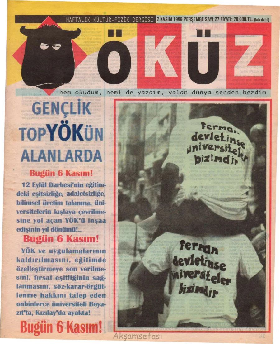 Öküz – Sayı 27: 07 Kasım 1996 kapak görseli