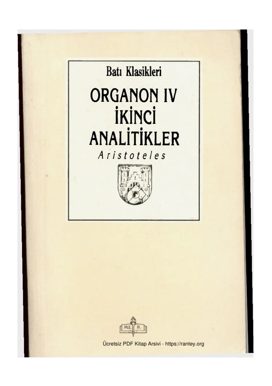 Organon 4 İkinci Analitikler kapak görseli
