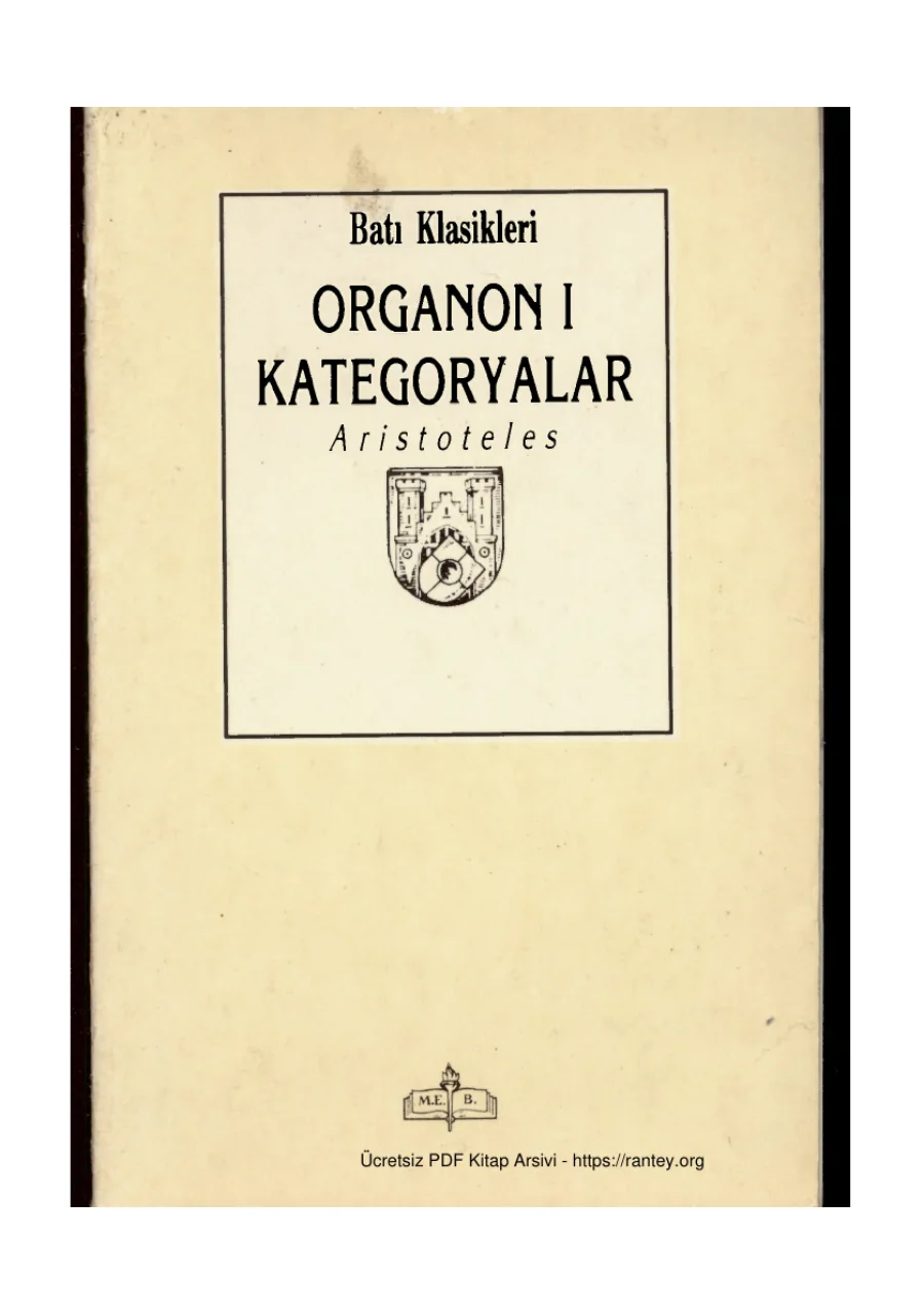 Organon I Kategoryalar MEB 1995 kapak görseli