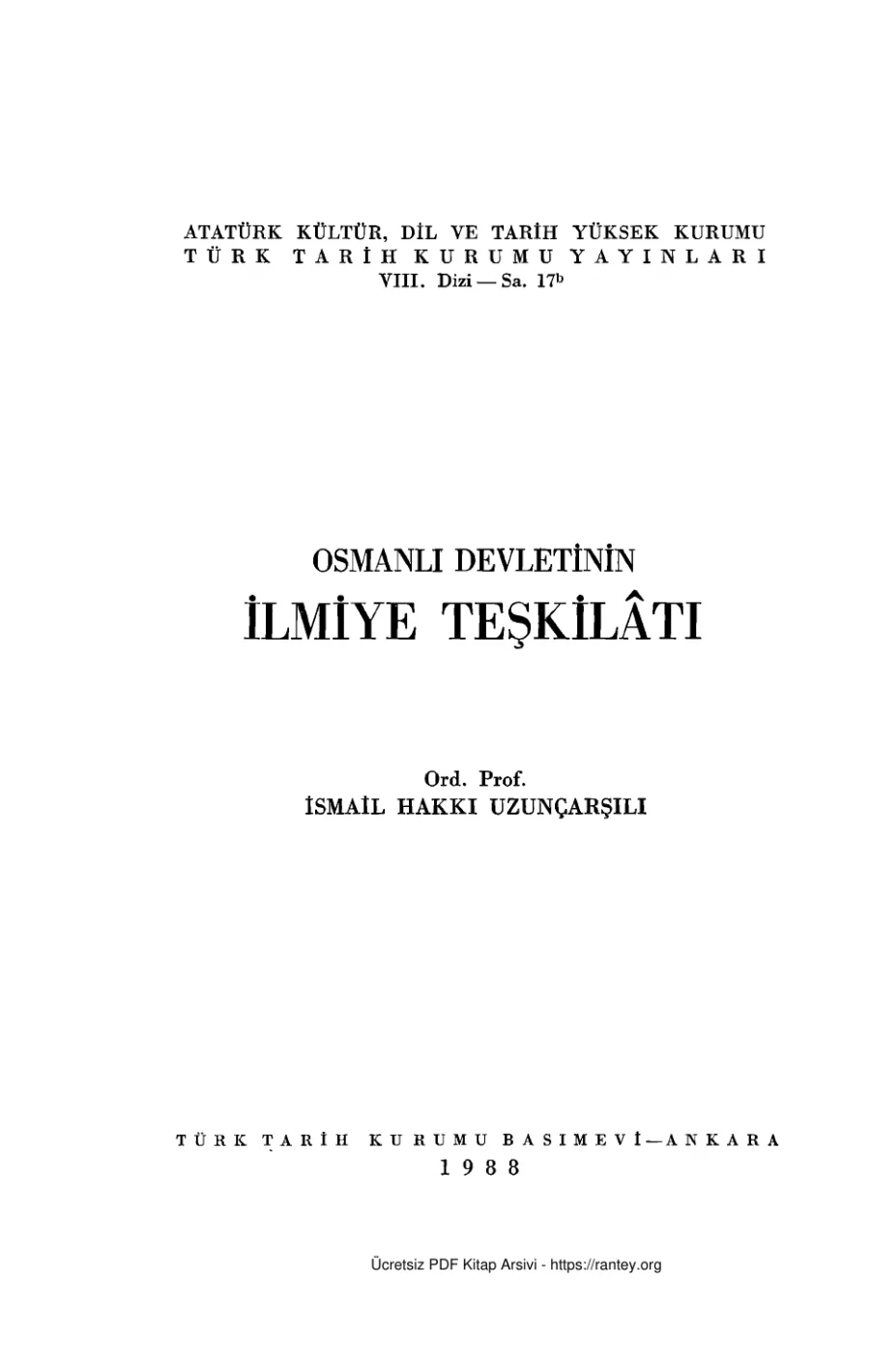 Osmanlı Devletinin İlmiye Teşkilatı kapak görseli