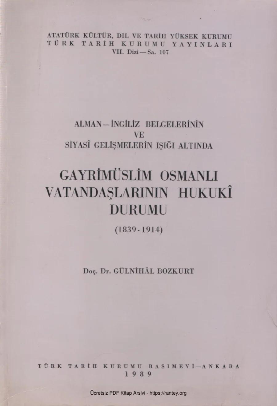 Osmanlı Vatandaşlarının Hukuki Durumu 1839 1914 kapak görseli