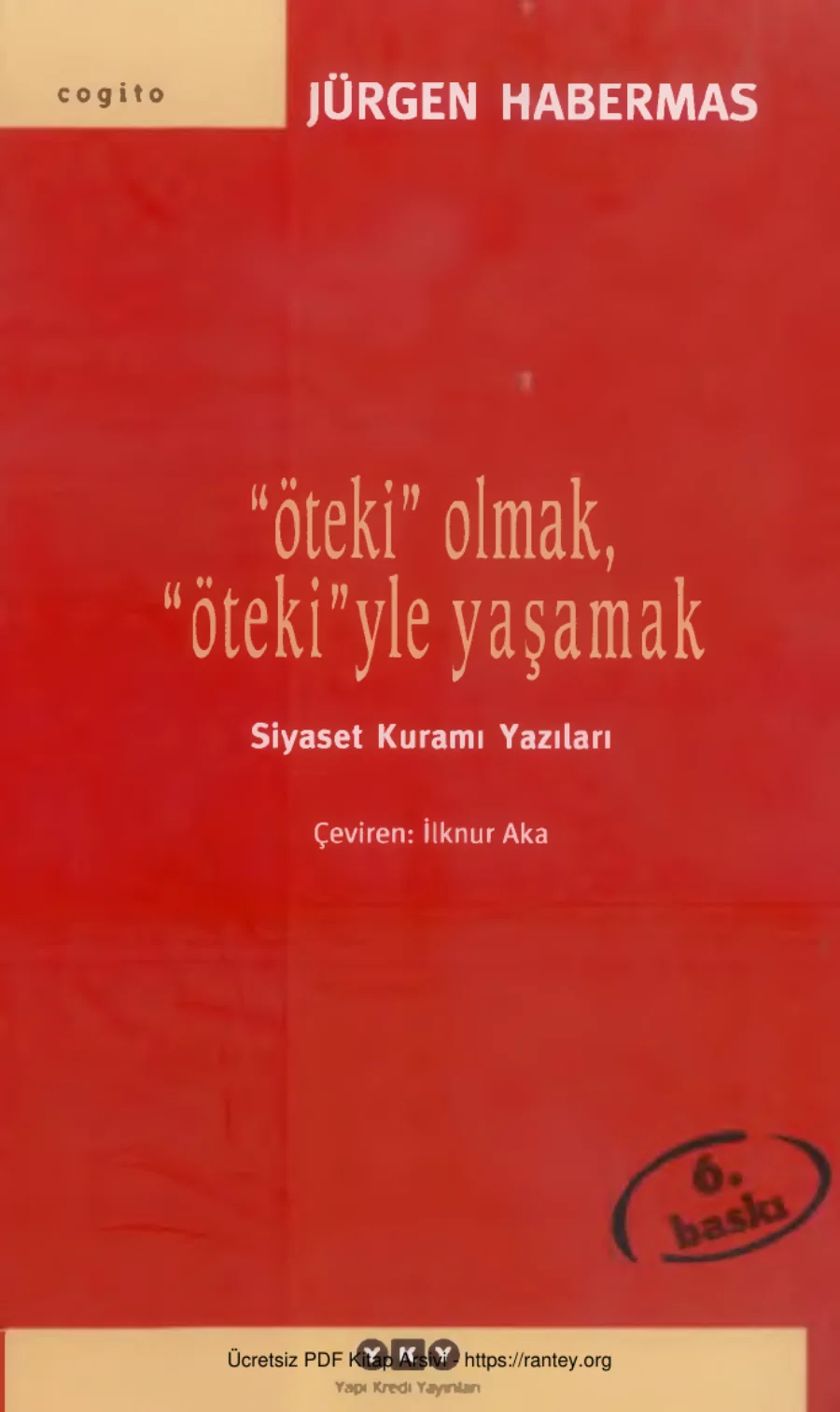 Öteki Olmak Ötekiyle Yaşamak YKY Cogito kapak görseli