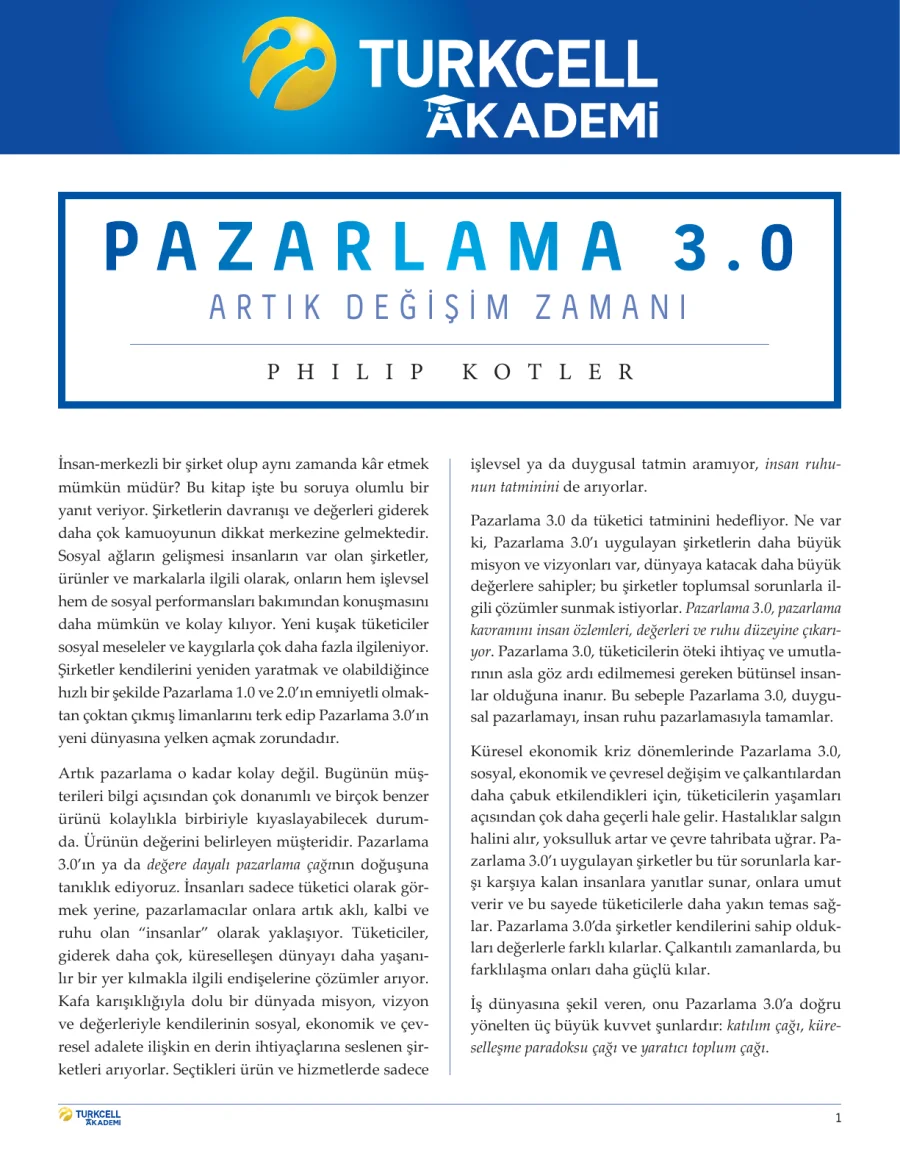 Pazarlama 3.0 kapak görseli