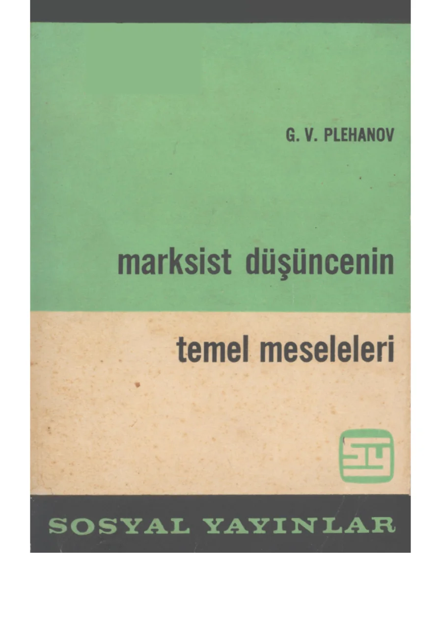 Plehanov Marksist Düşüncenin Temel Meseleleri kapak görseli