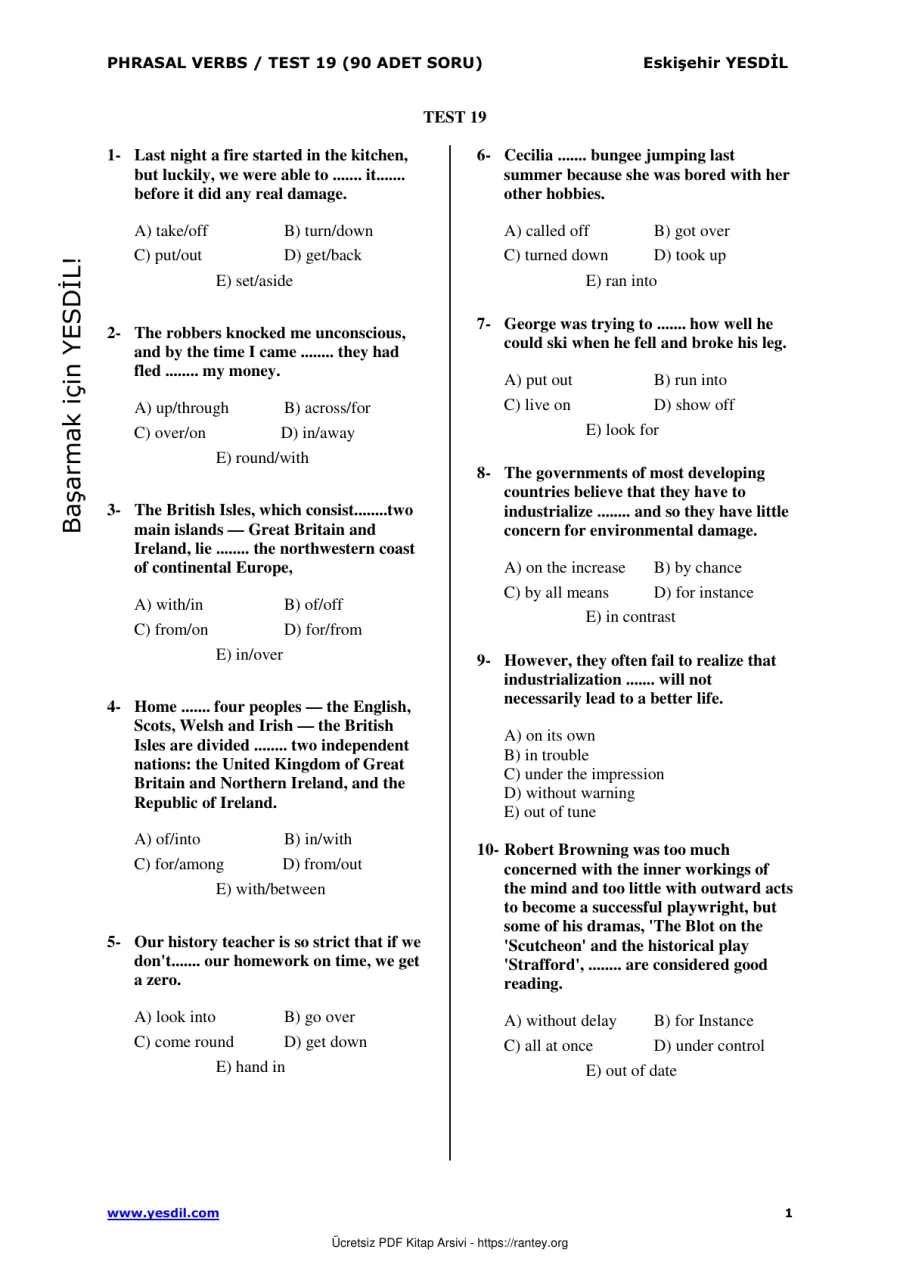 Prepositions TEST19 kapak görseli