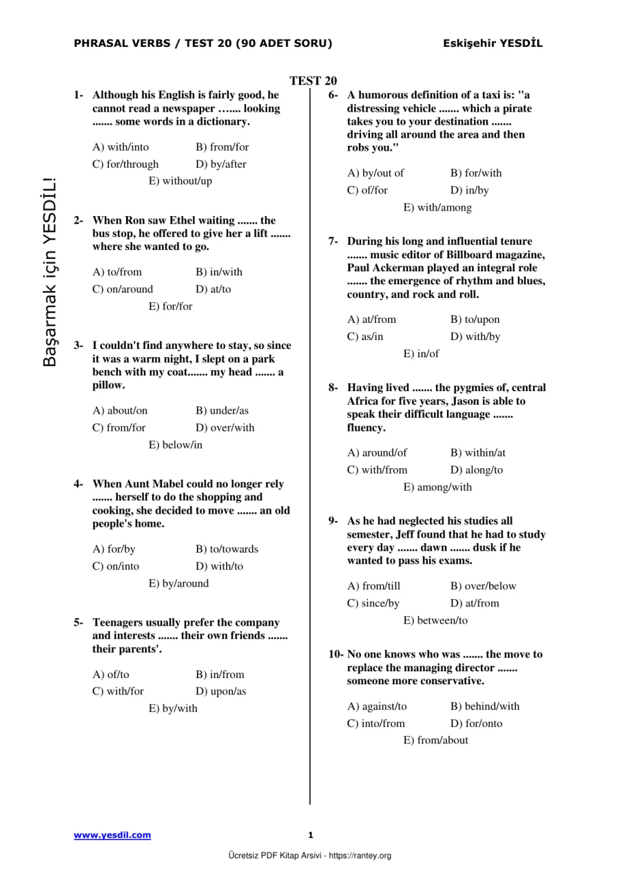 Prepositions TEST20 kapak görseli