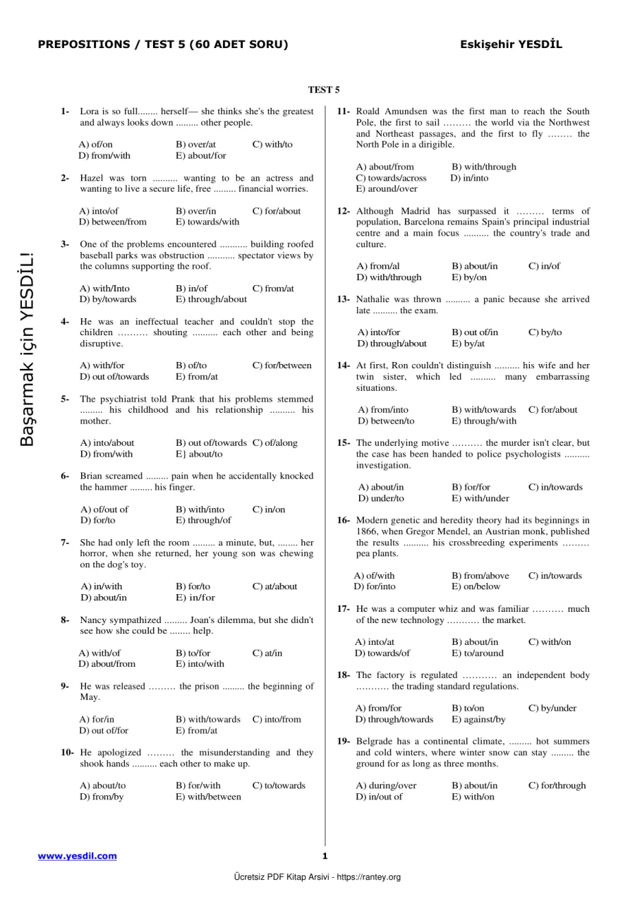 Prepositions TEST5 kapak görseli