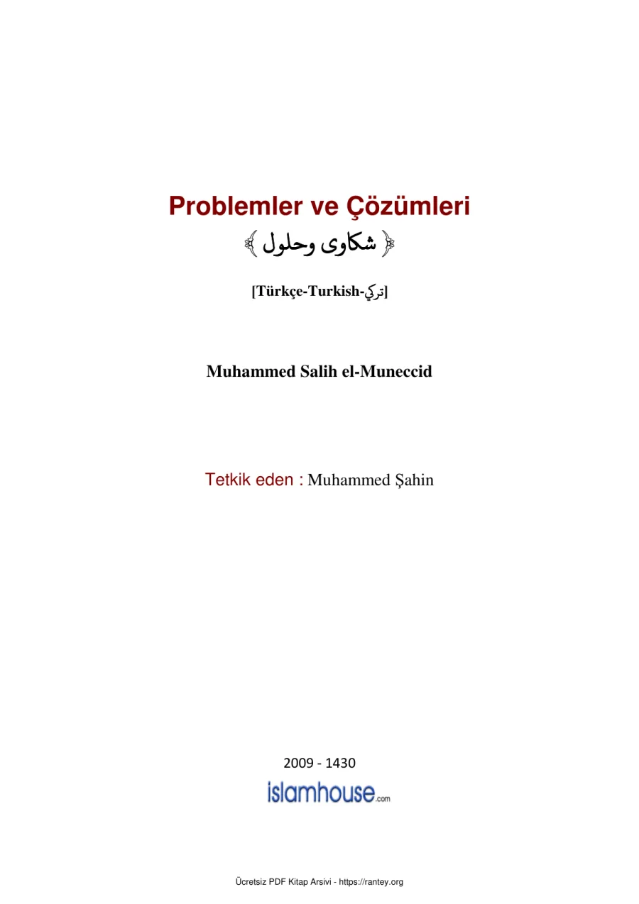 PROBLEM VE COZUMLERI Ebu Abdulmumin Tekin Mıhçı kapak görseli