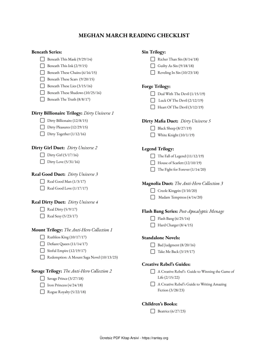 Reading Checklist kapak görseli