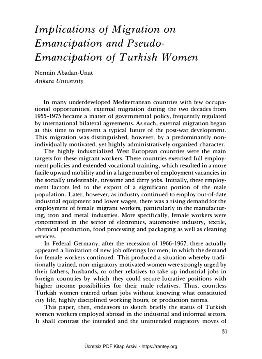 Review Vol 11 1977 Nermin Abadan Unat kapak görseli