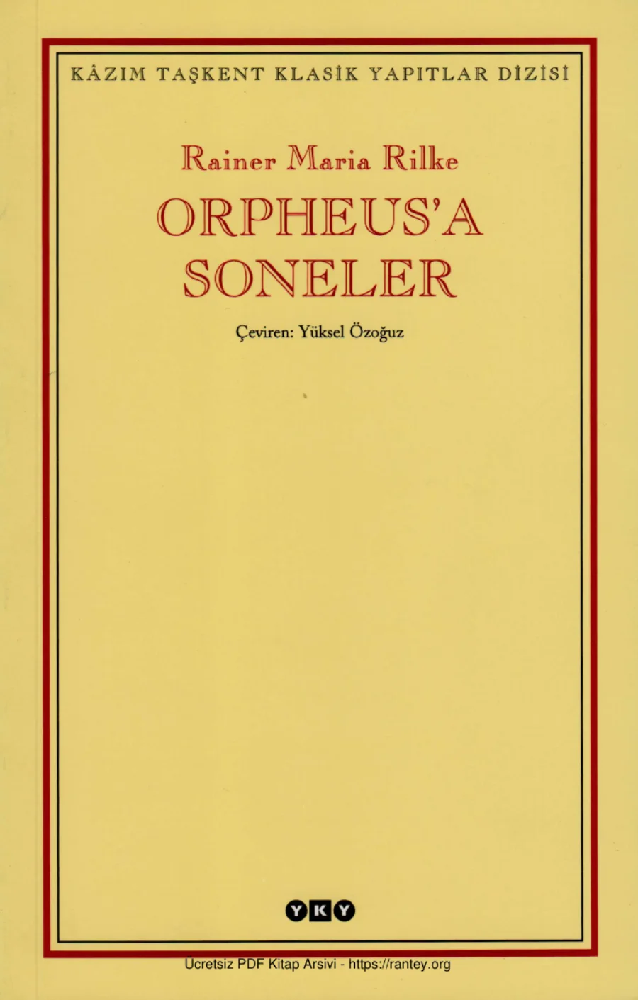 Rilke Orpheus a Soneler kapak görseli