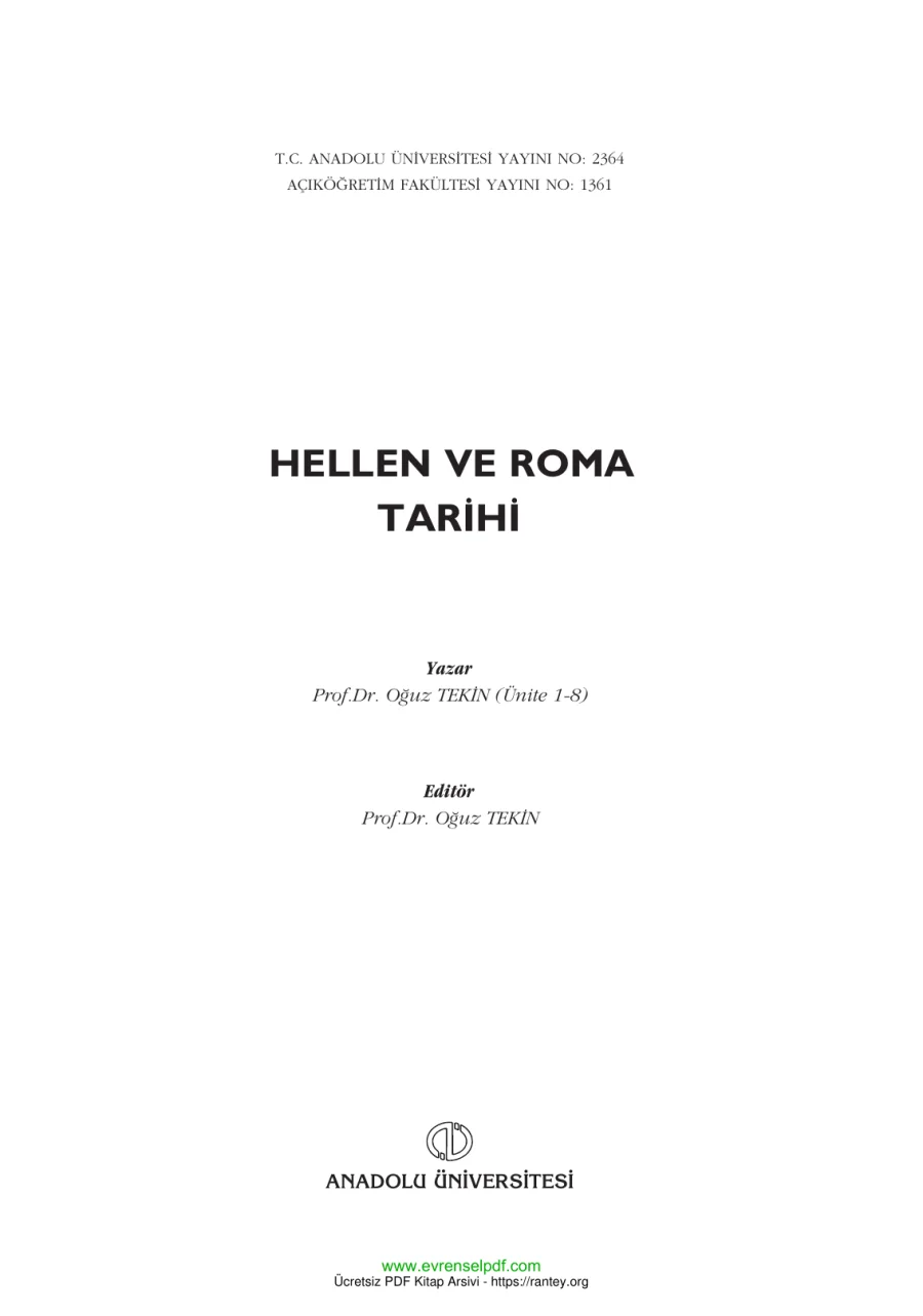Roma Tarihi AÖF kapak görseli