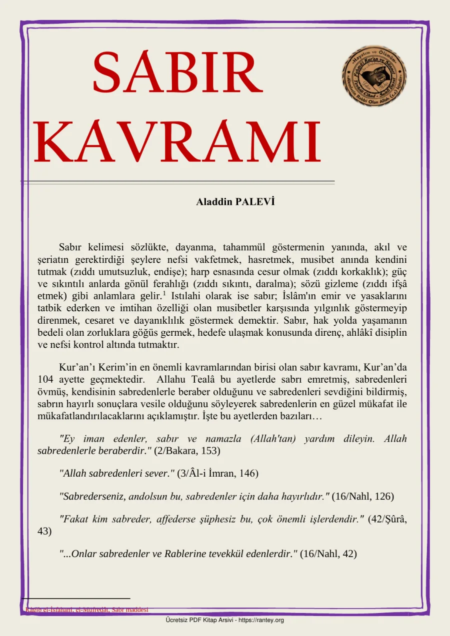 SABIR KAVRAMI Aladdin PALEVİ Ebu Abdulmumin Tekin Mıhçı kapak görseli