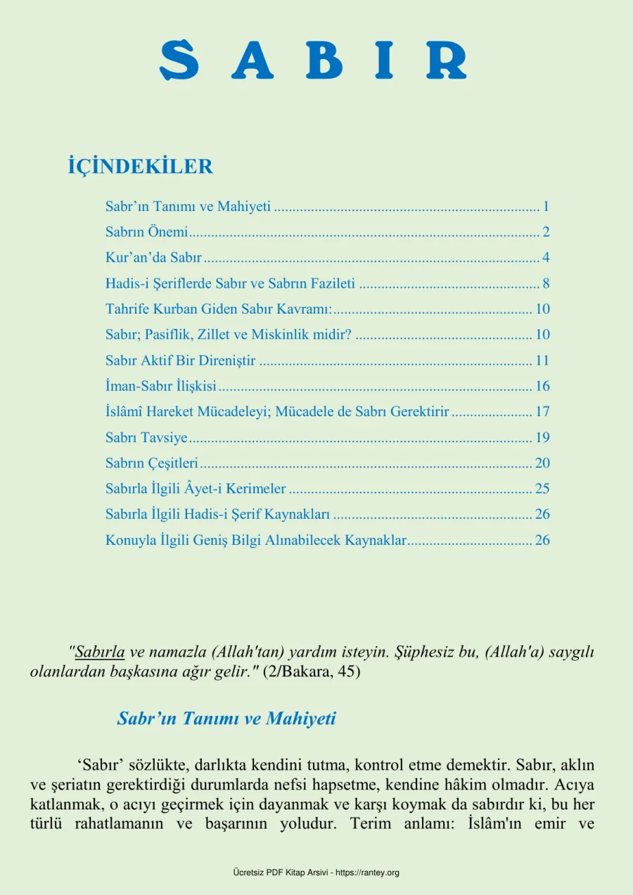 SABIR KAVRAMI Ebu Abdulmumin Tekin Mıhçı kapak görseli
