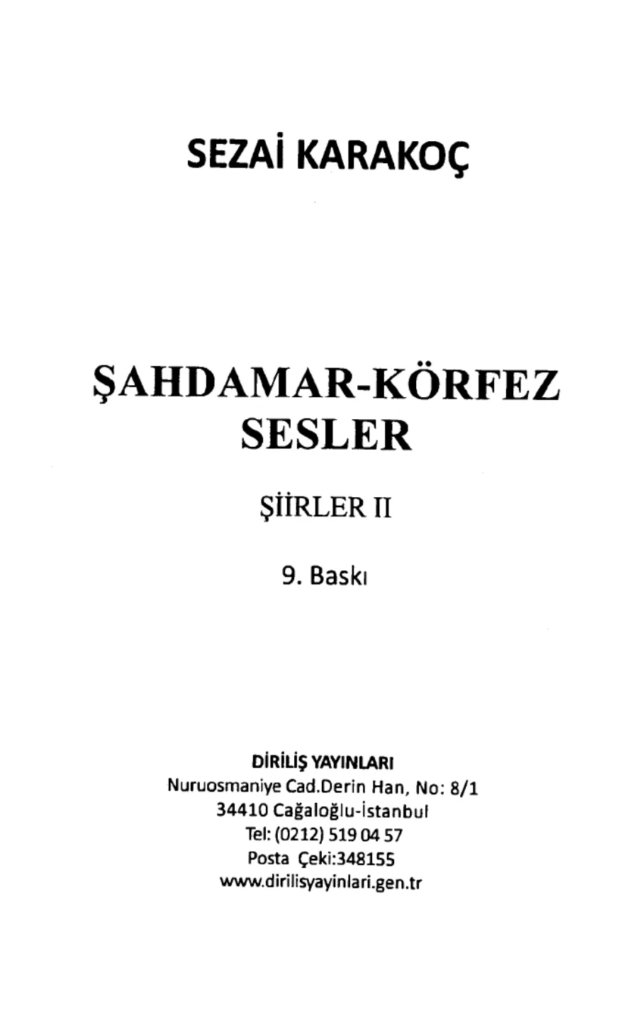 Şahdamar - Körfez - Sesler kitap kapağı