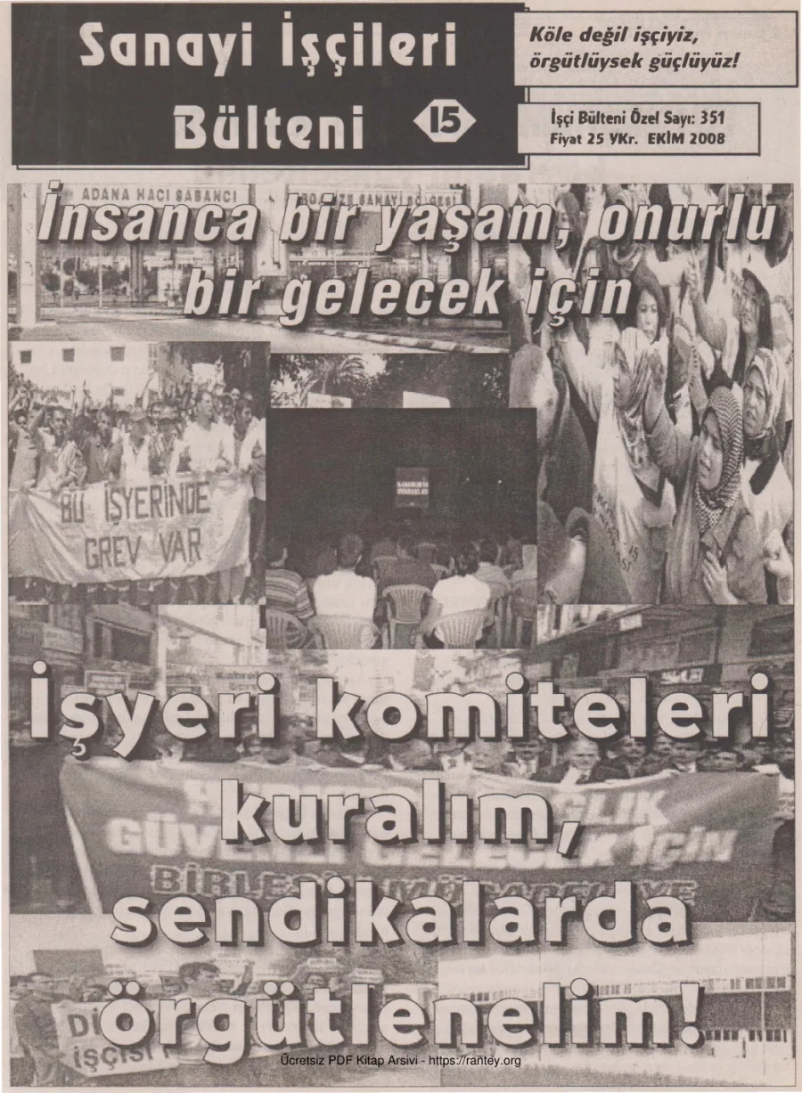 Sanayi İşçileri Bülteni 015 İşçi Bülteni Özel Sayı 351 Kasım 2008 kapak görseli