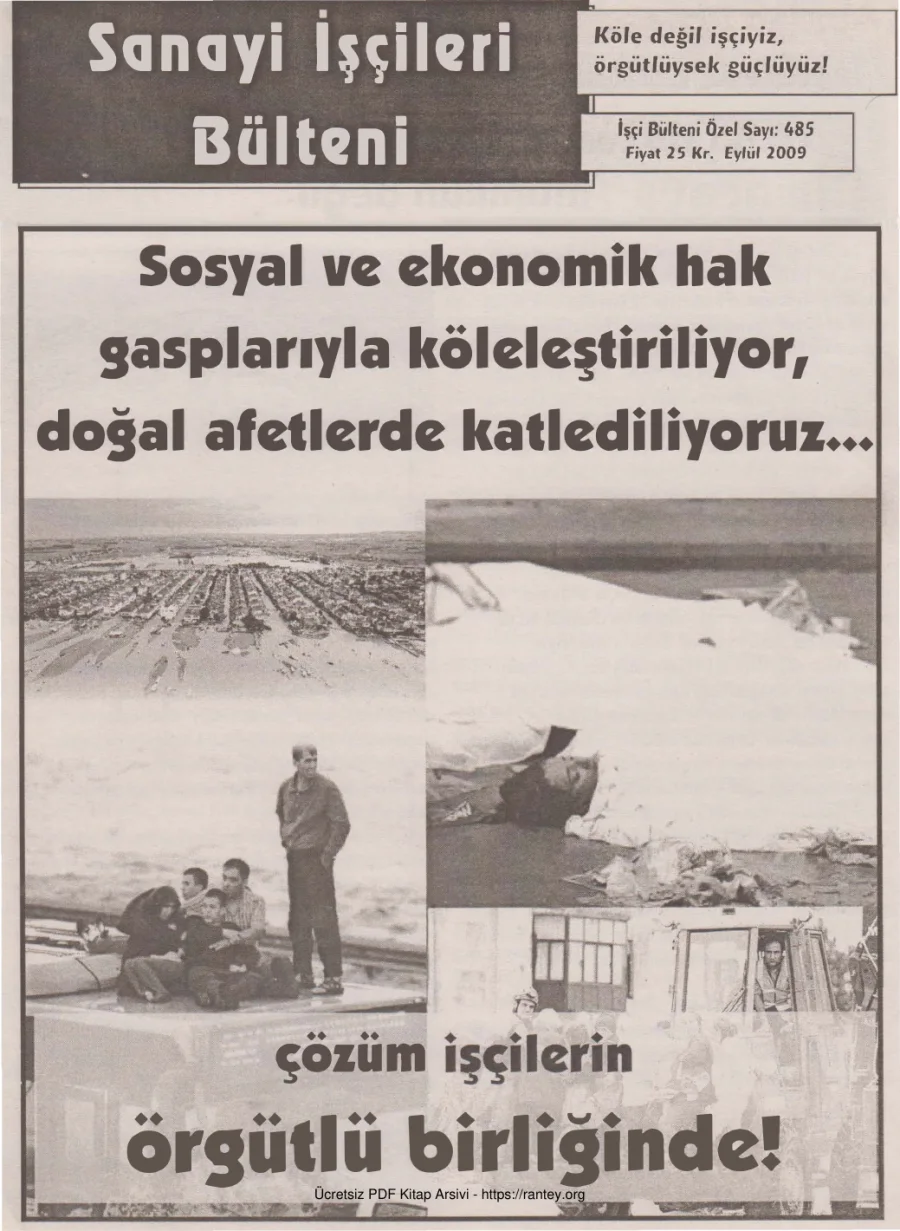 Sanayi İşçileri Bülteni İşçi Bülteni Özel Sayı 485 Eylül 2009 kapak görseli