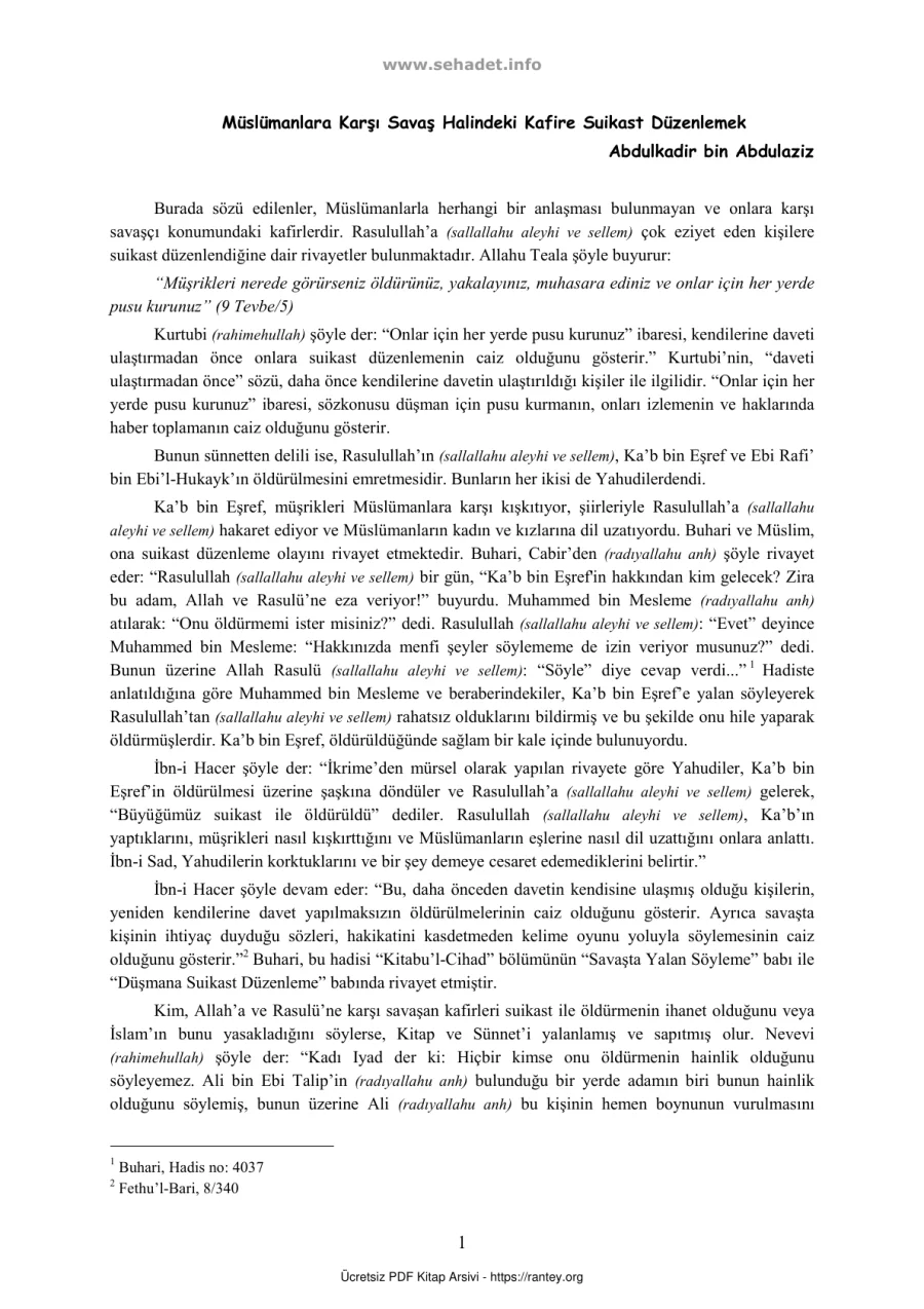 Savaş Halindeki Kafire Suikast Düzenlemek Ebu Abdulmumin Tekin Mıhçı kapak görseli