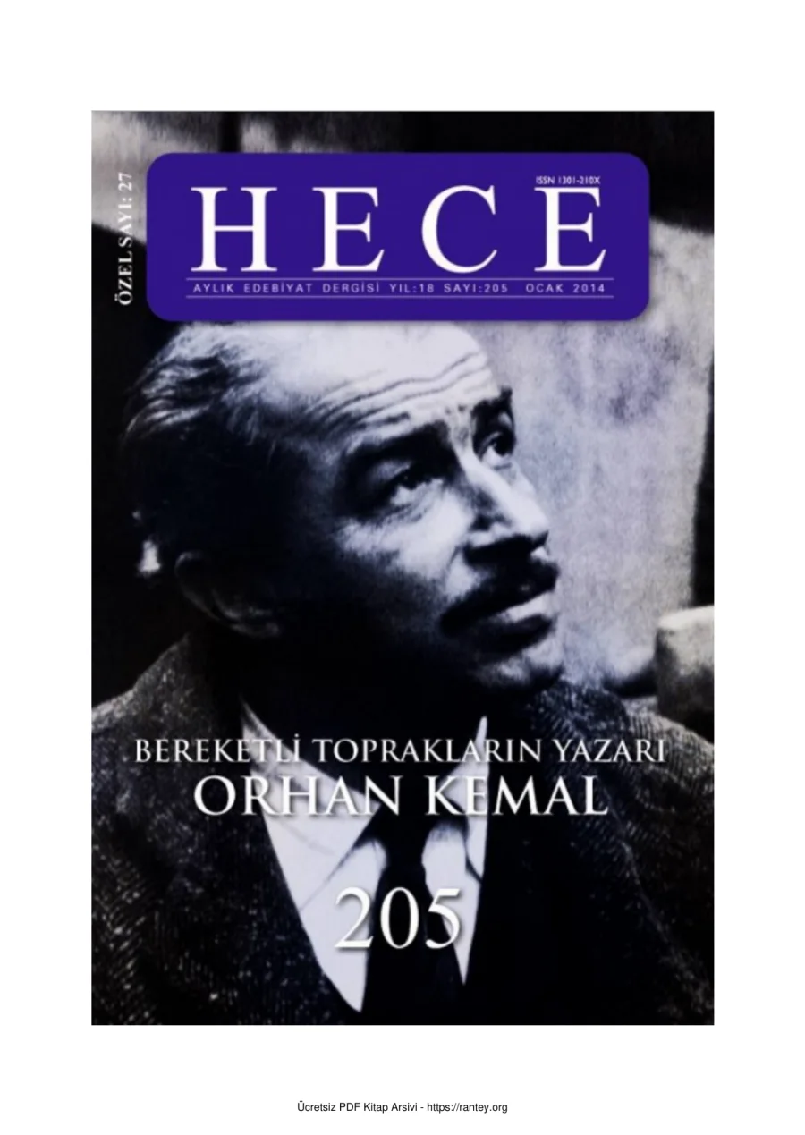 Sayı 205 Ocak 2014 Orhan Kemal kapak görseli