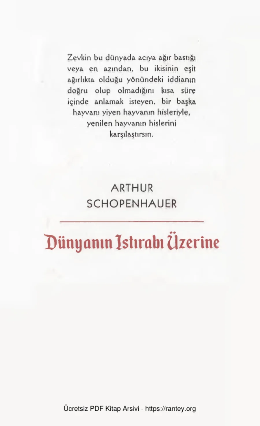Schopenhauer Dünyanın Istırabı Üzerine kapak görseli