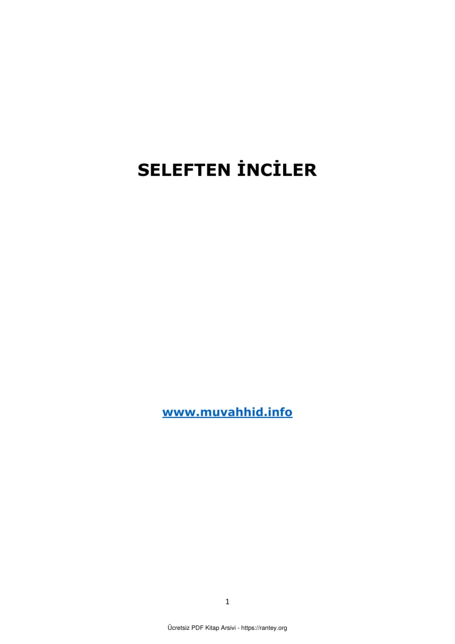 SELEFTEN İNCİLER Ebu Abdulmumin Tekin Mıhçı kapak görseli