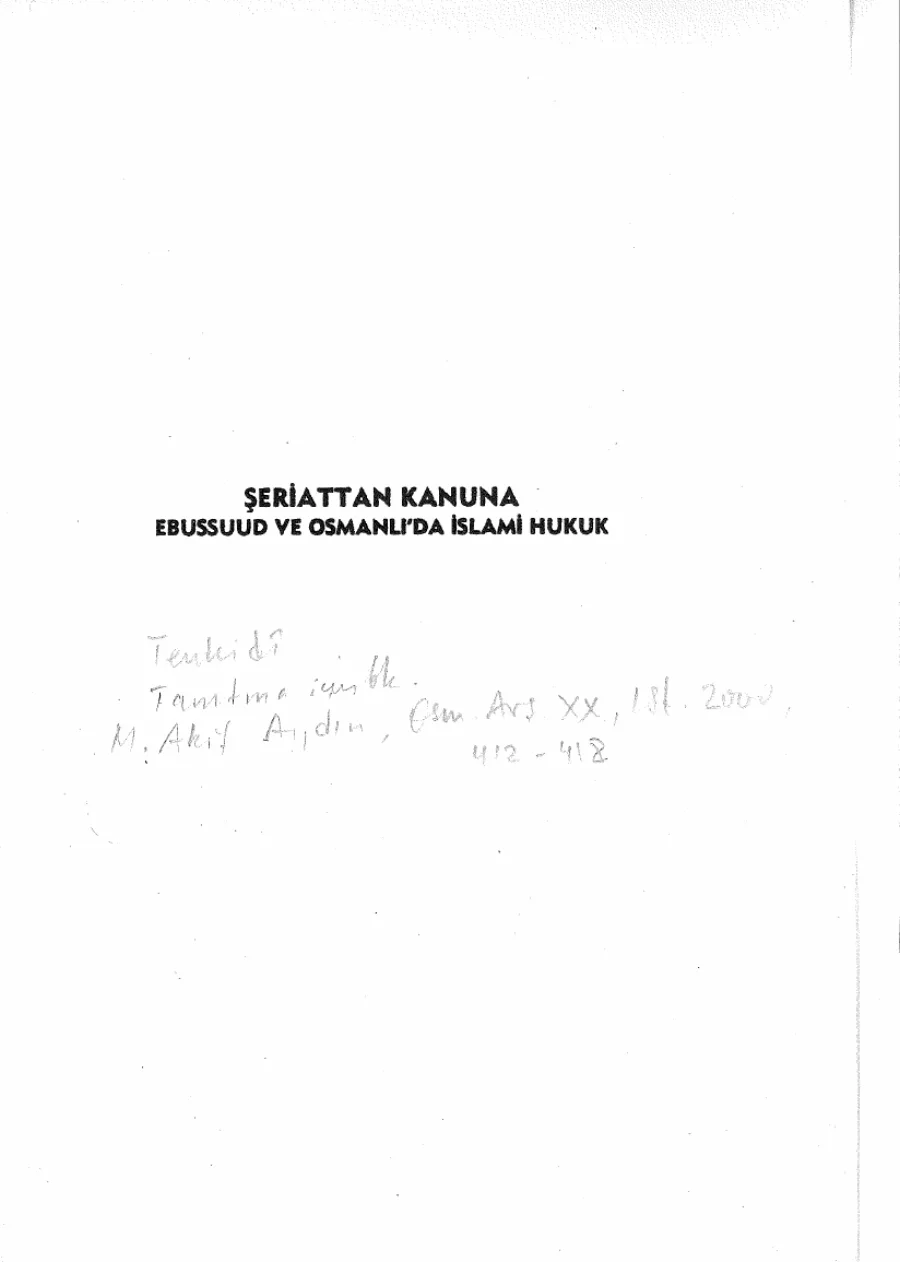 Şeriattan Kanuna: Ebussuud ve Osmanlı'da Hukuk PDF kapak görseli