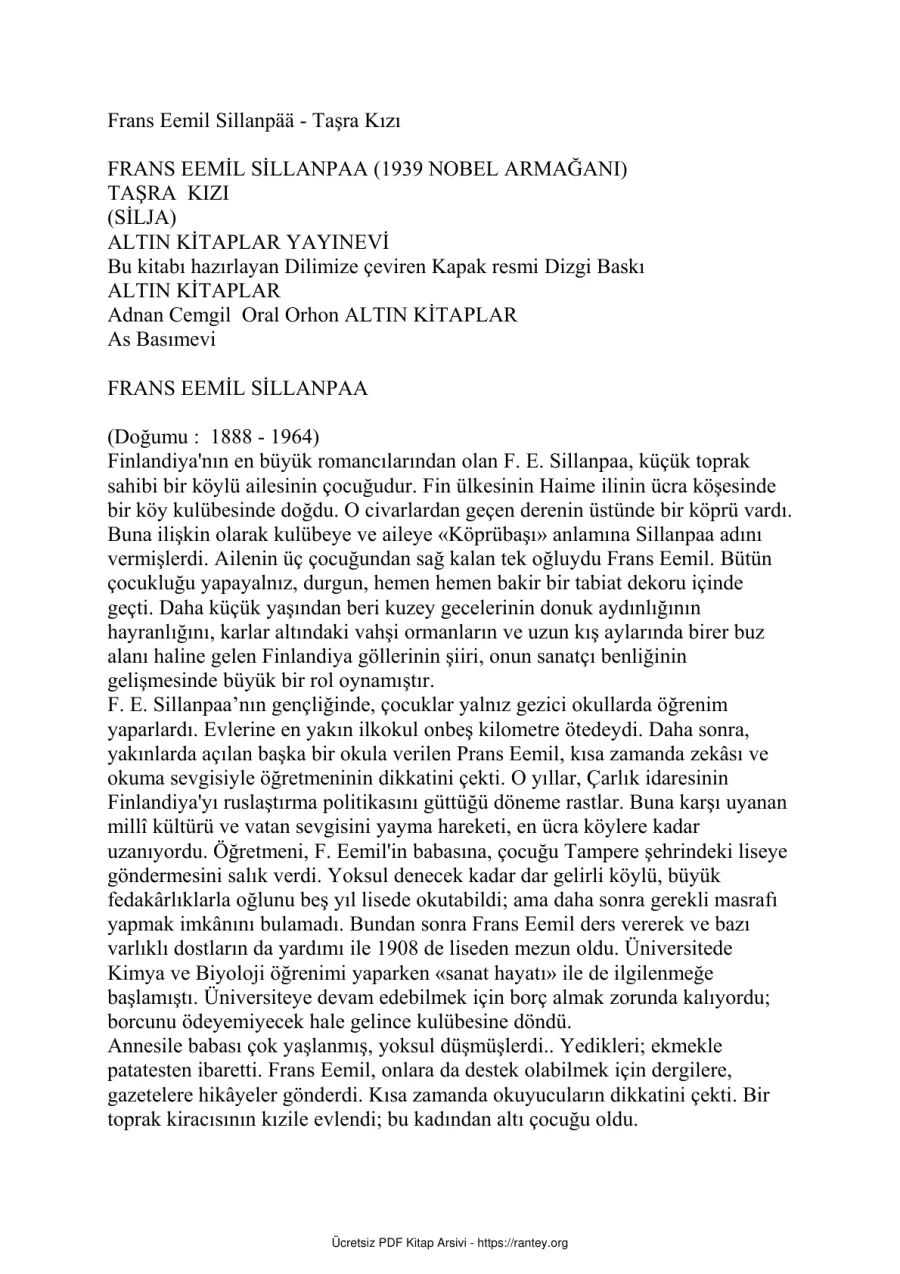 Sillanpaa Tasra Kizi kapak görseli
