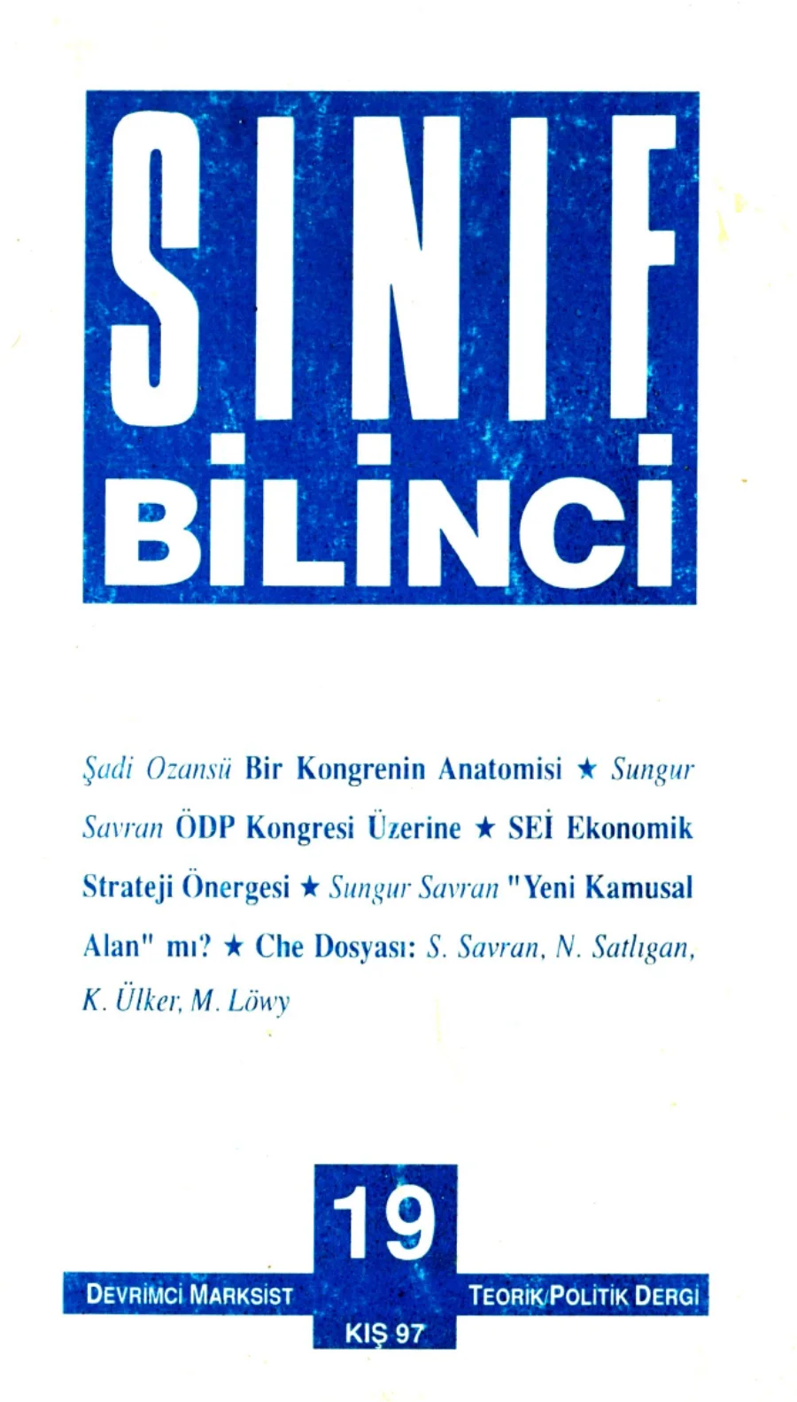 Sınıf Bilinci Dergisi Sayı 19 1998 Kış kitap kapağı