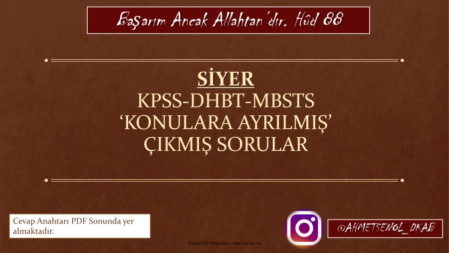SİYER KONULARINA GÖRE DÜZENLENMİŞ ÇIKMIŞ SORULAR kapak görseli
