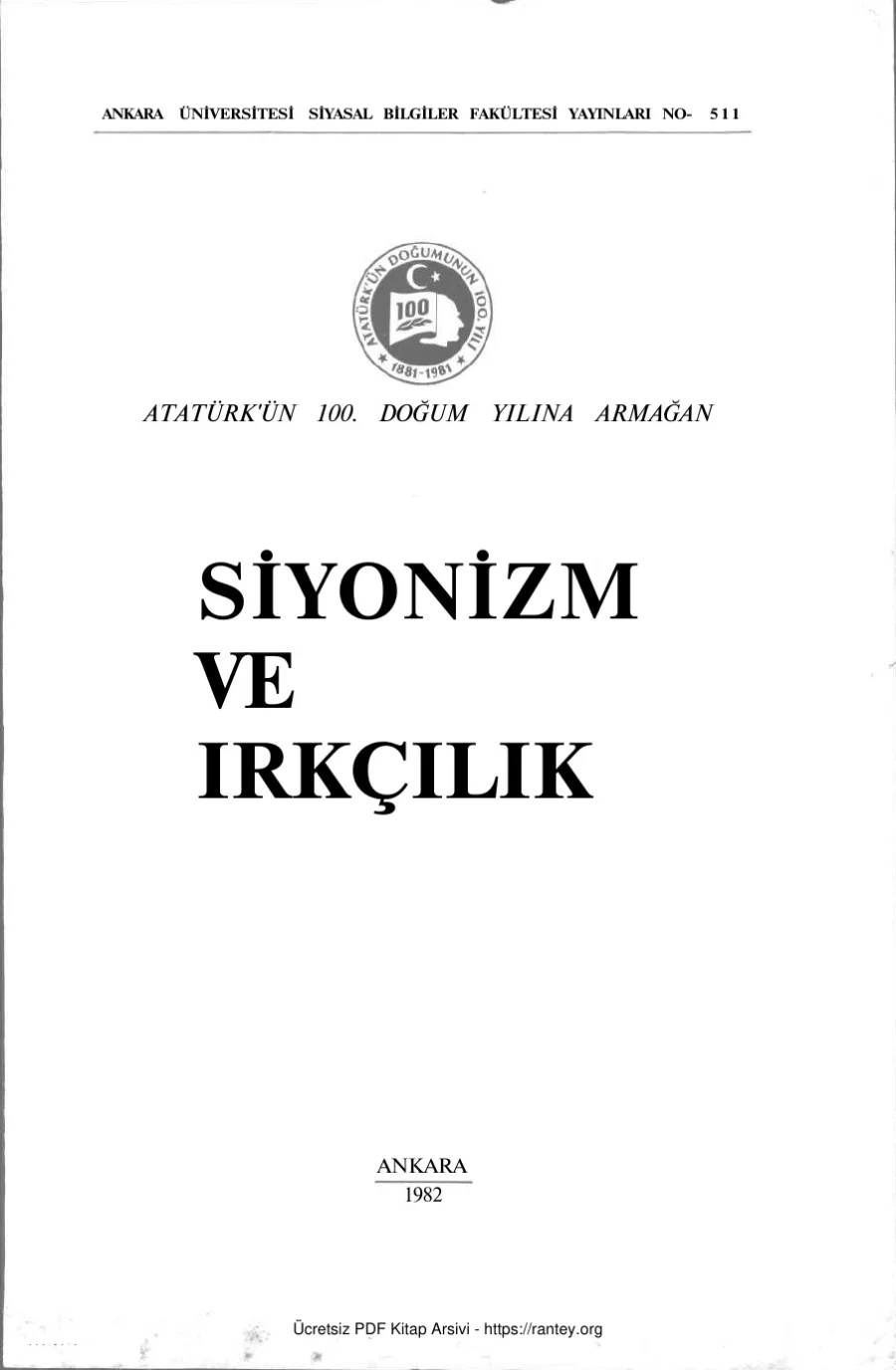 Siyonizm ve Irkçılık Sempozyum1982 kapak görseli
