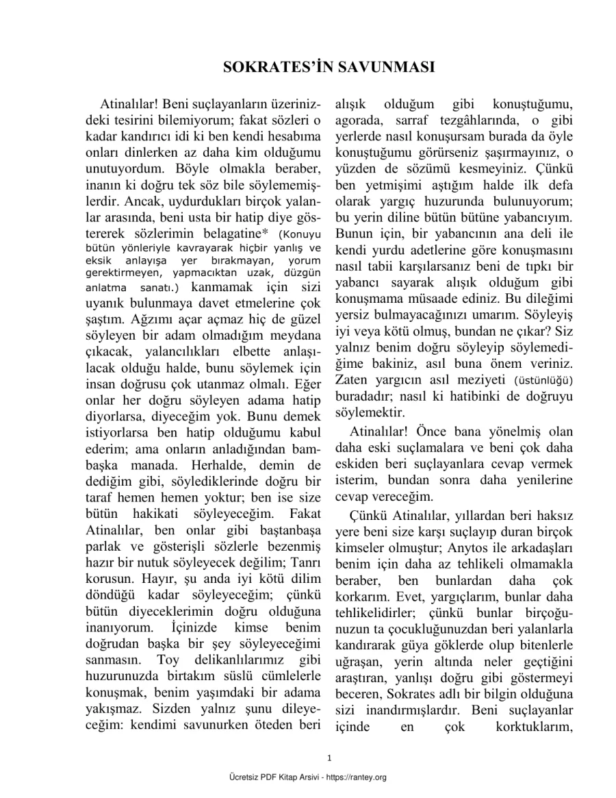 Sokrates in Savunması kapak görseli