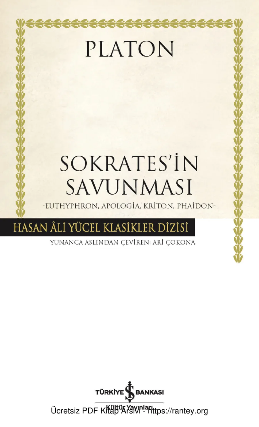 Sokratesin Savunması Euthyphron Apologia Kriton Phaidon kapak görseli